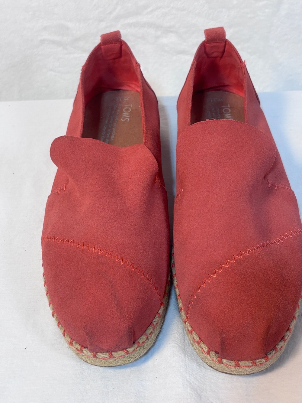 TOMS Alpargata Rope Hibiscus Red Coral Casual Shoes Womens Slip On Flat Sz 11